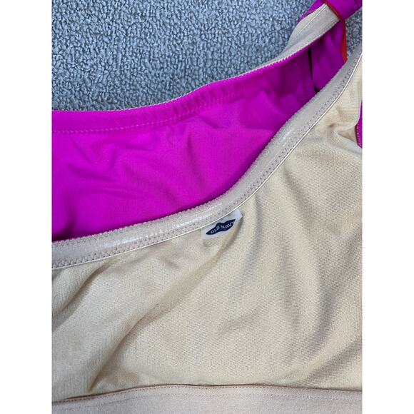 Old Navy One Piece Swimsuit One Shoulder Color Block Pink Red Size Medium - Picture 5 of 8